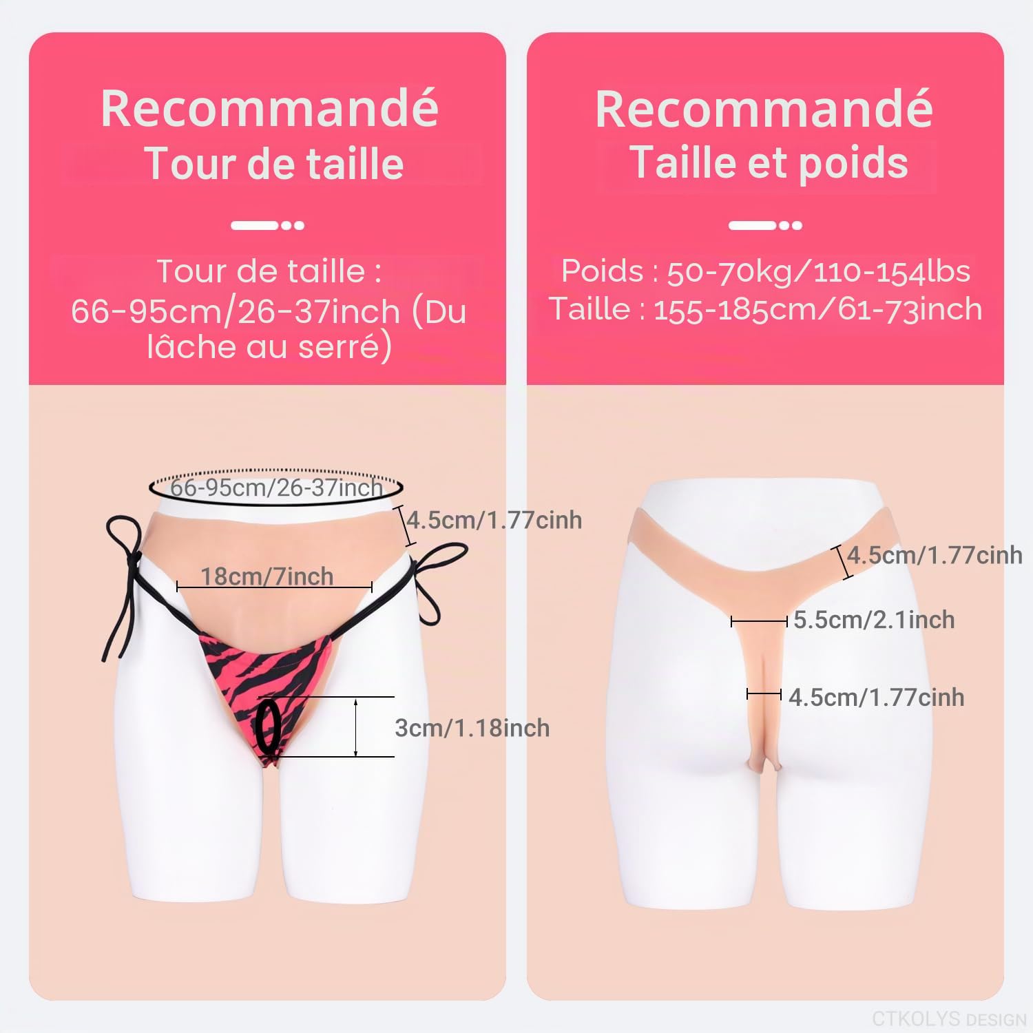 Culottes en Silicone pour Travestis - sous-vêtements Dissimulants de Prothèses, Accessoires pour Transgenres, Cosplay et Drag Queens