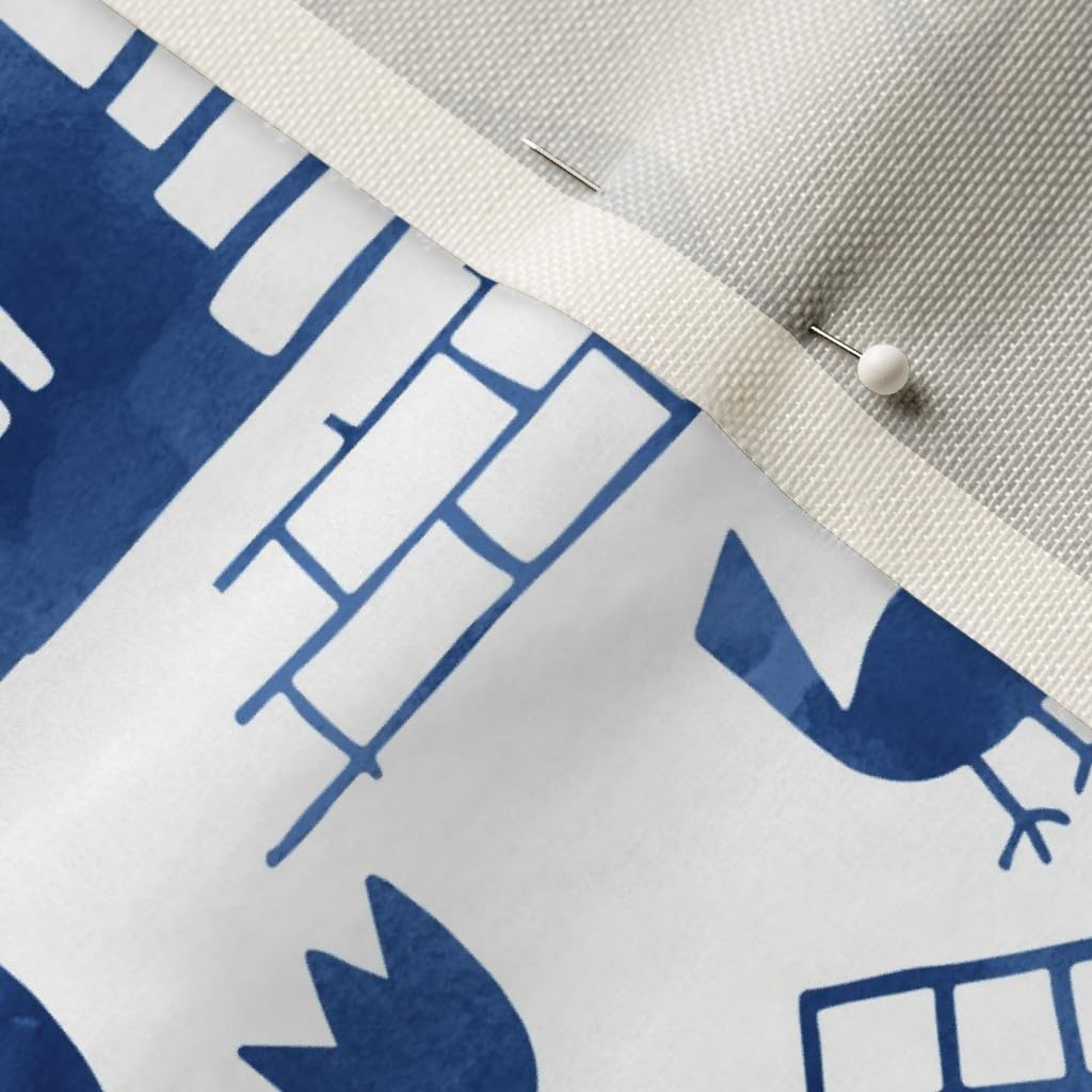 Spoonflower Fabric - Folk Art Watercolor Europe Floral Castles Buildings Nursery Printed on Upholstery Velvet Fabric Fat Quarter - Upholstery Home Decor Bottomweight Apparel