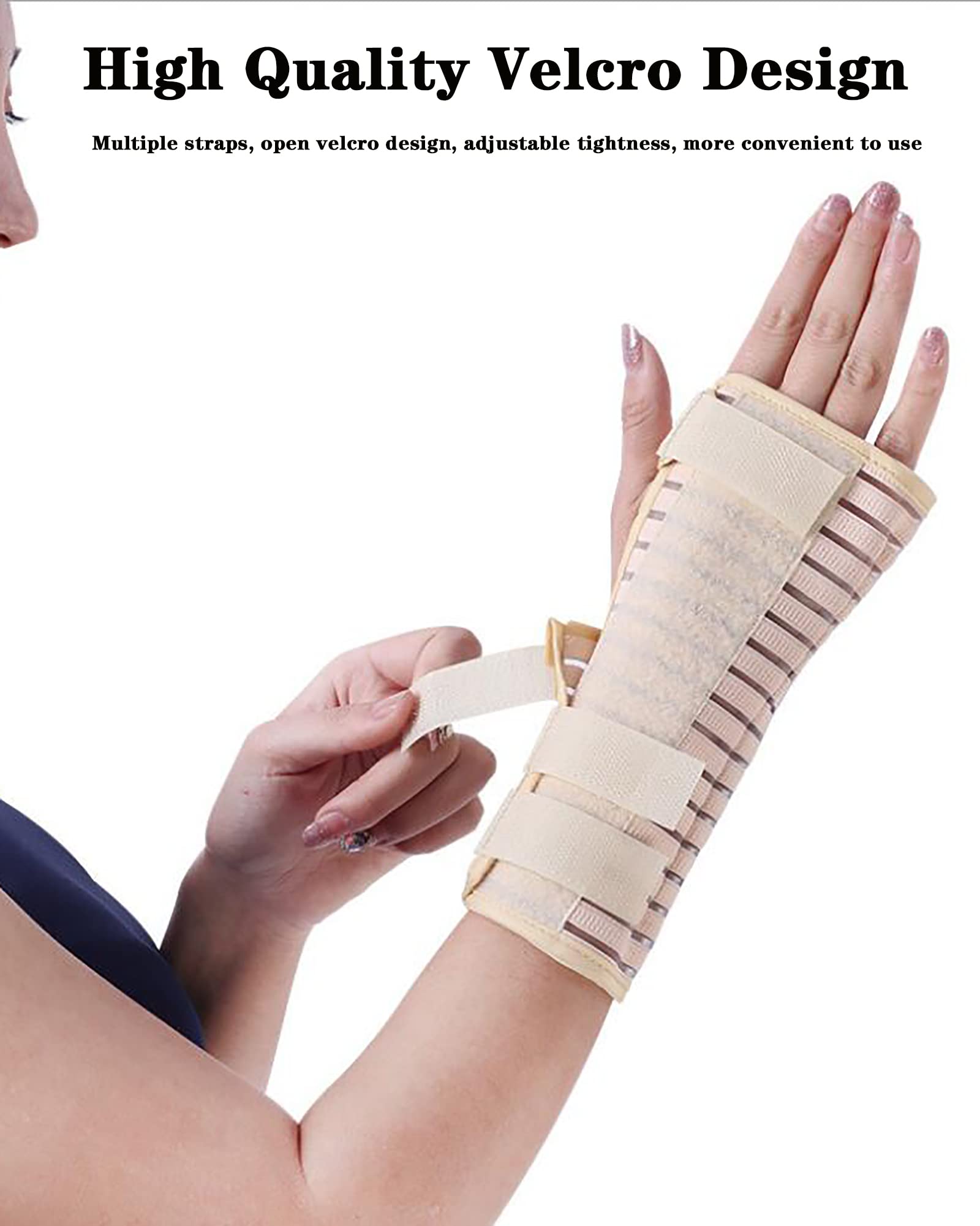 Soporte para fracturas de muñeca Férula de mano en reposo ajustable Inmovilizador de muñeca durante la noche para aliviar y tratar el dolor de muñeca, Derecha, S (Derecha M)