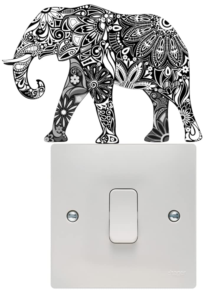 Hodge Creations Light Patterned Elephant Switch Wall Art Vinyl Wall Stickers