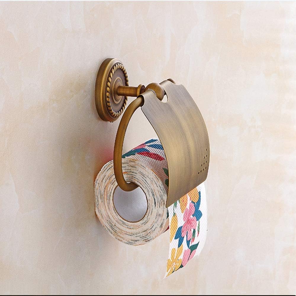 Toilet Paper Holder Brass Brushed Wall Mounted for Bathroom Gold