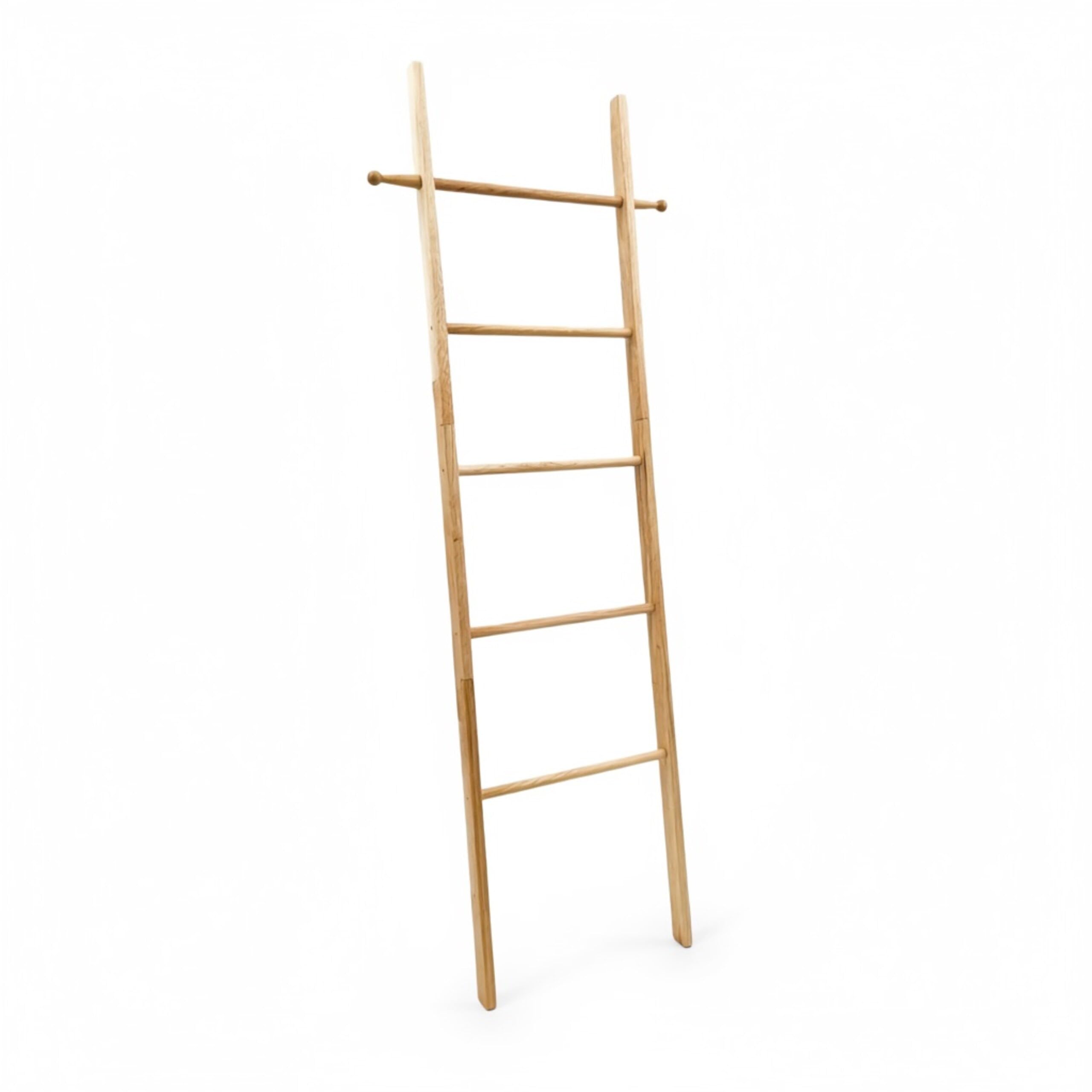 Relaxdays Portasciugamani Scala, 5 pioli, per asciugamani da bagno | 170 x 43 cm, noce, naturale