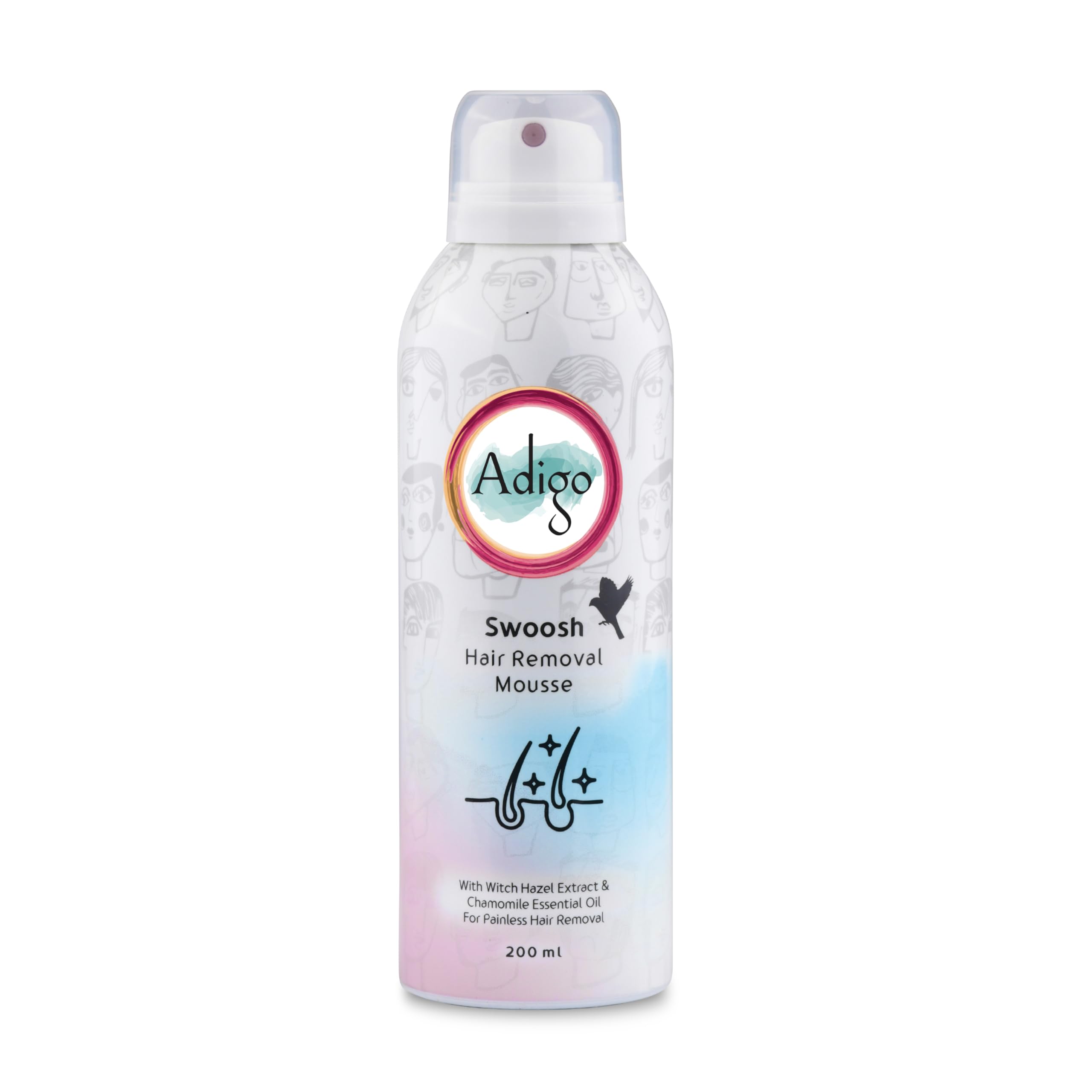 Adigo Swoosh Hair Removal Mousse | Witch Hazel Extract & Chamomile Essential Oil | Dermatologically Tested | Painless Hair Removal | 200ml-image-7