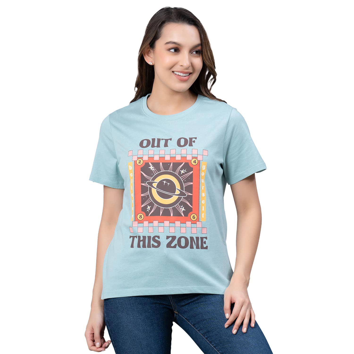 Mode Women's Regular Fit T-Shirt (MAT0536_Lt. Sea Green