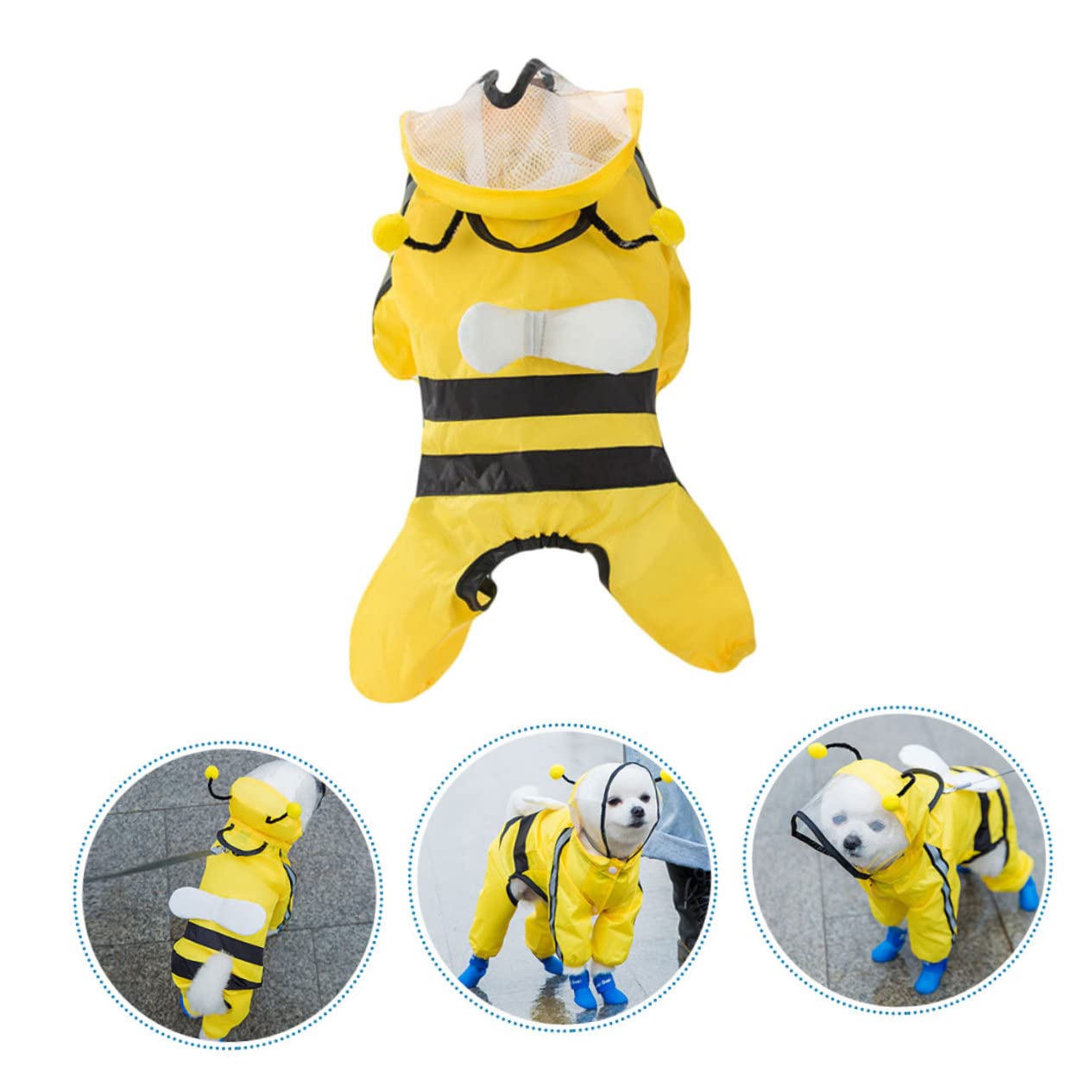Didiseaon 3pièces Manteau De Pluie pour Chiens Abeille Veste Imperméable Et Respirante pour Petits Et Moyens Chiens Poncho Pratique Et pour Journées Pluvieuses