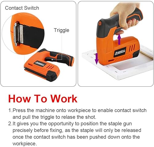 Miniatura 6 de Pistola de grapas inalámbrica, grapadora eléctrica y clavadora 2 en 1, pistola de grapas eléctrica con cargador USB recargable para tapicería,