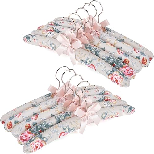 NEOVIVA Perchas acolchadas para ropa de mujer, perchas acolchadas con estampado floral para mujer, sin ganchos de hombro para adultos, perchas