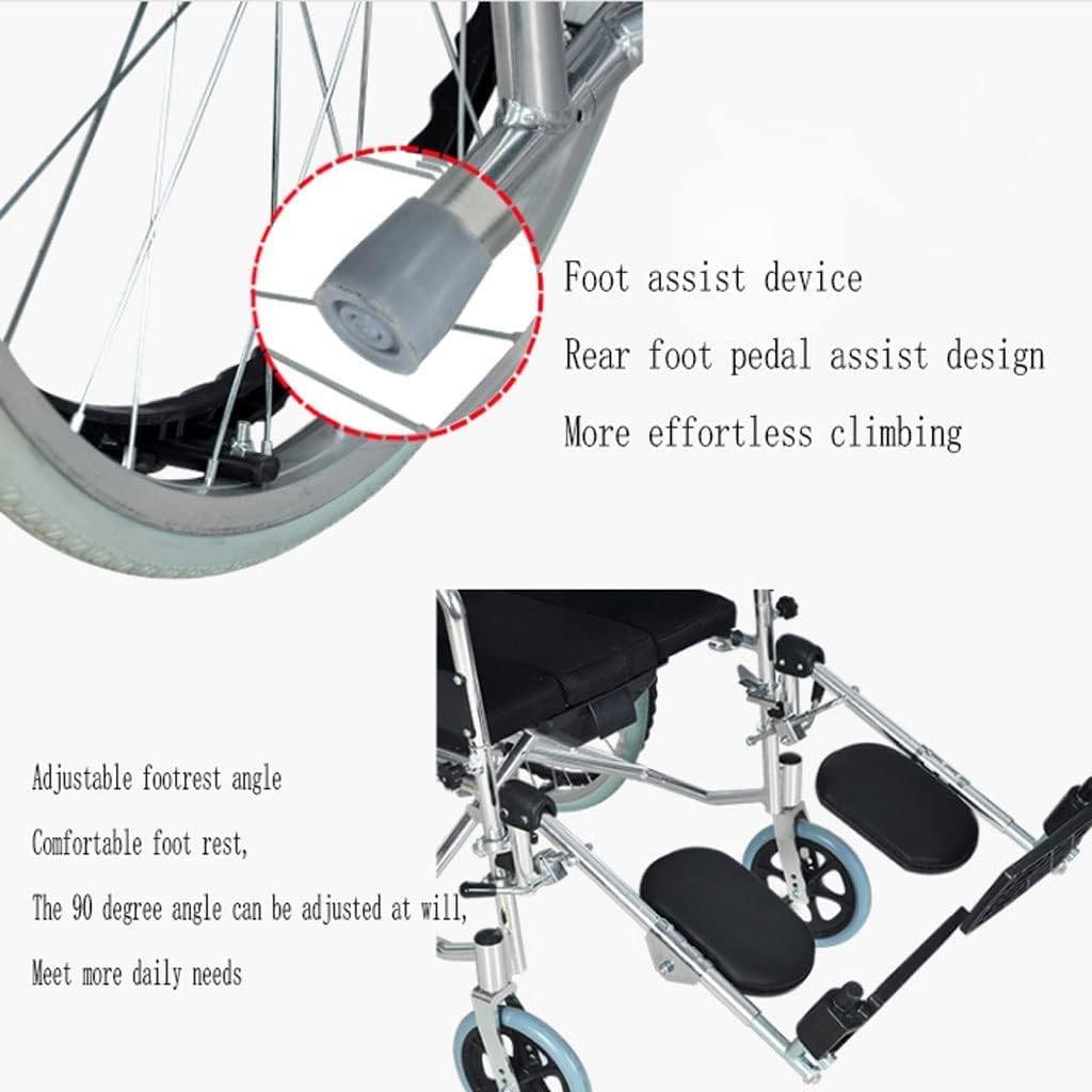 Silla de Ruedas con Respalto Reclinable con Orinal Silla de Ruedas Manual Ligera Y Plegable para Ancianos Silla de Ruedas