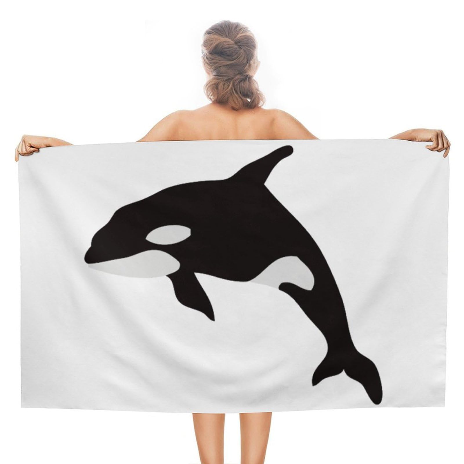 LEDFCVSU Beach Towel, Killer Whale Pattern Bath Towel, Absorbent Towel for Swimming, Sports, Travel