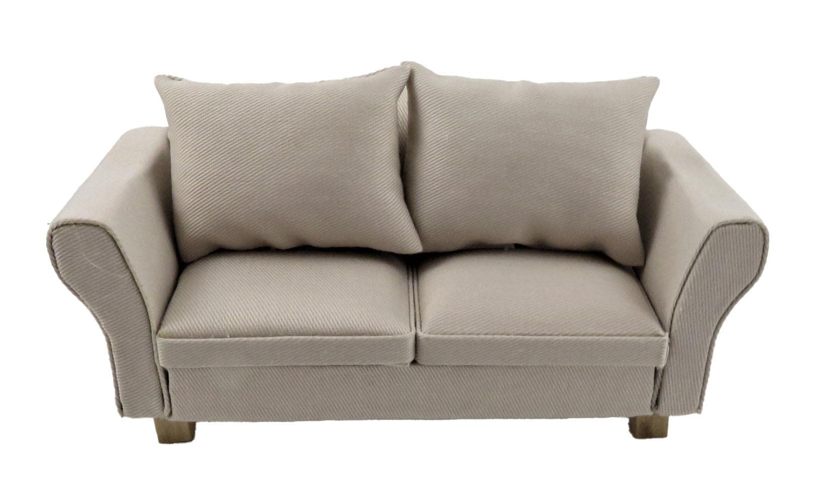 Melody Jane Dolls House Grey Modern Sofa with Cushions Miniature Living Room Furniture 1:12