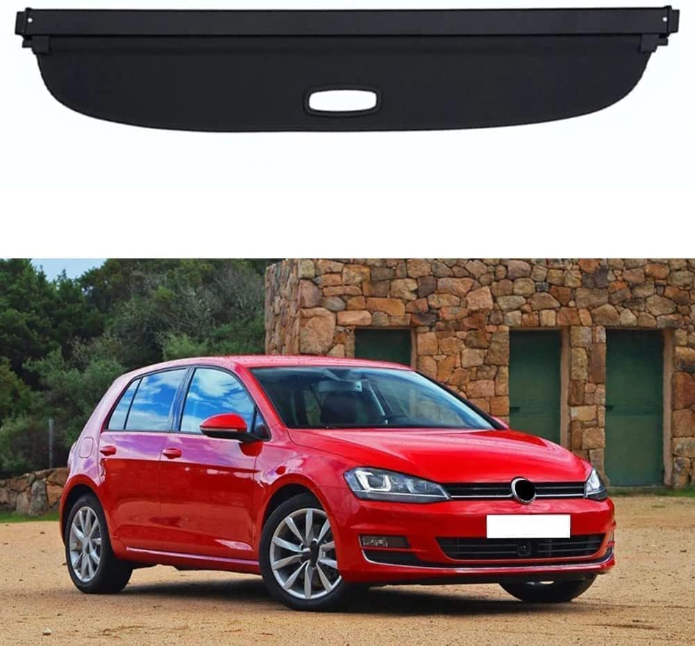 WeiYH Car Retractable Rear Trunk Parcel Shelf for VW Golf 7 MK7 2013-2019, Rear Boot Cargo Cover Curtain Shield, boot load luggage cover blind