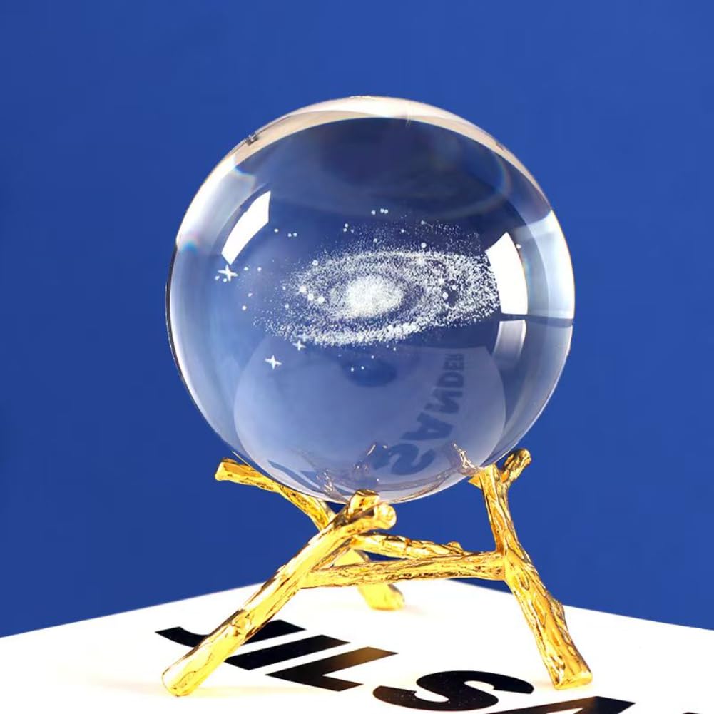 LFRNZS Crystal Ball 3D Crystal Ball with Stand, Home Decor, Office Decor? Crystal Decorative Ball, Crystal Sphere, Decorative Balls, Gift for Boys (Style 2)