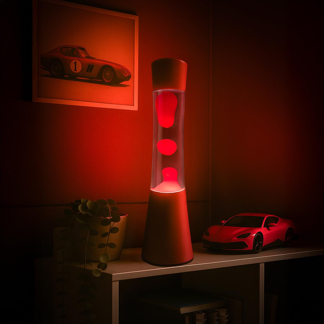 Fisura Lava Lamp Tower - Rode Basis Met Transparante Vloeistof En Rode