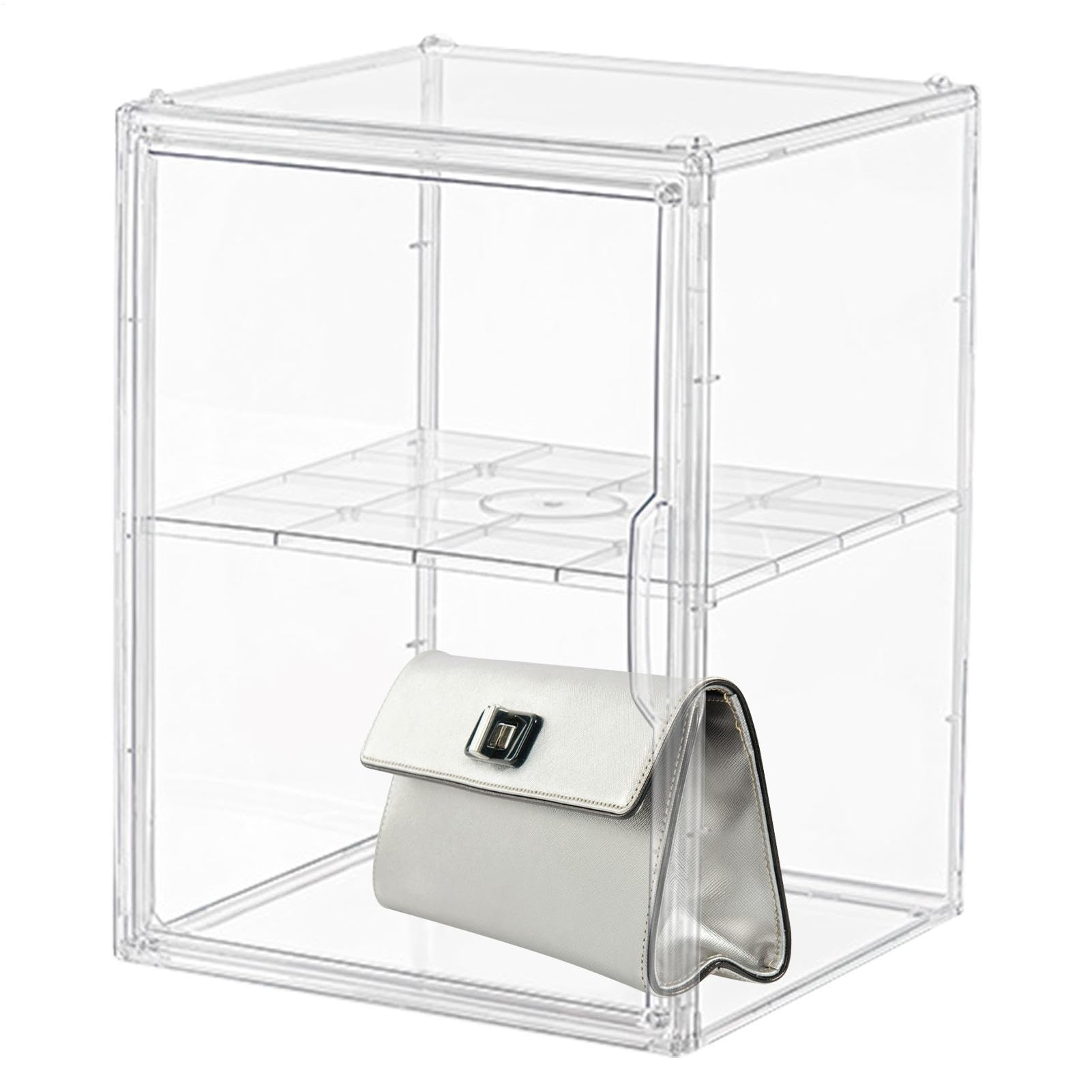 Generico Scatola portaoggetti trasparente per borsa,Organizzatore a borsa | 'armadio | Porta magnetica impilata Portaoggetti Organizer Scatola di visualizzazione per figure anime per adolescenti
