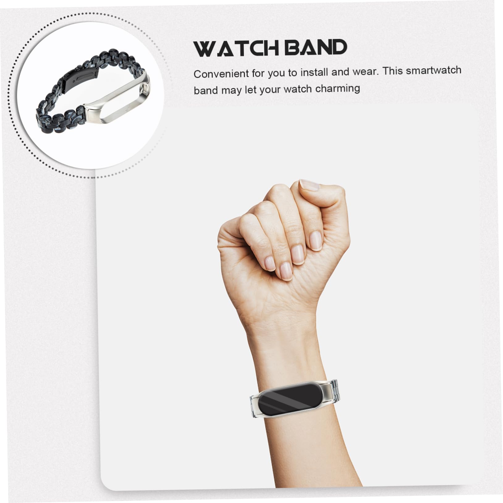 UPKOCH 2 Pièces Mi 5 6 Bracelet Bracelet En Métal Montre Bracelet Pour Femmes Bracelets De Montre Bande De Remplacement Montre Bracelet En Acier Inoxydable Intelligent