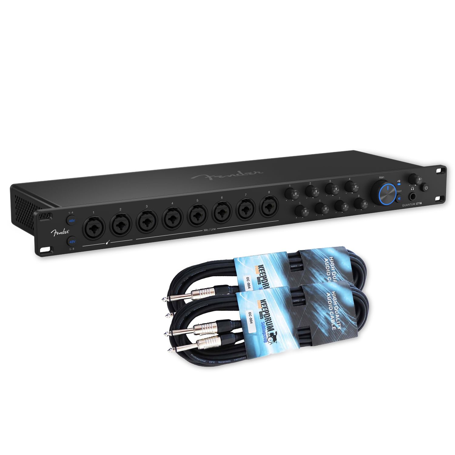 Fender Quantum LT16 16x8-kanałowy interfejs audio USB-C z 2 x kabel keepdrum jack