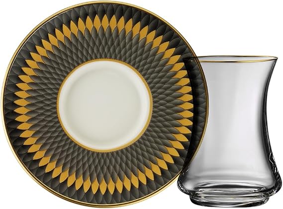 Sandro Moreno 1453 Farfar Gold 12 Parça Altı Kişilik Çay Seti 110 ml