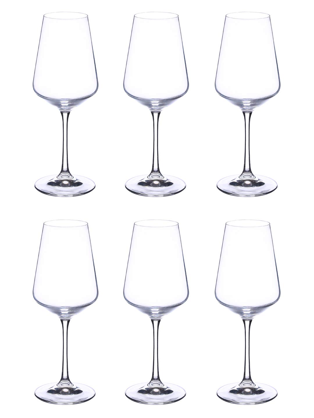 bohemia-crystal Sandra Wine Drinking Glass Set, Transparent, 350 ml - Set of 6 Pieces
