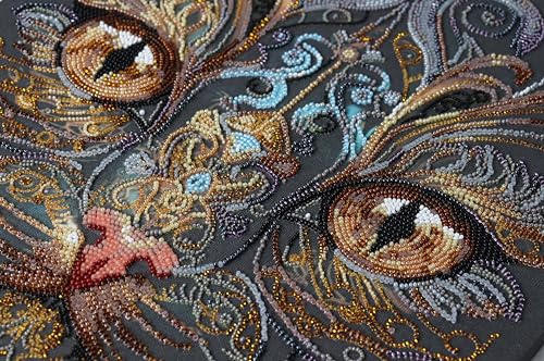 Image of Wizardi Main Bead Embroidery Kit - The Look of a Witch. Colorful Beads, Beading Needles. DIY Kit. Embroidery for Beginners. Home Decor. AB-900 Abris Art