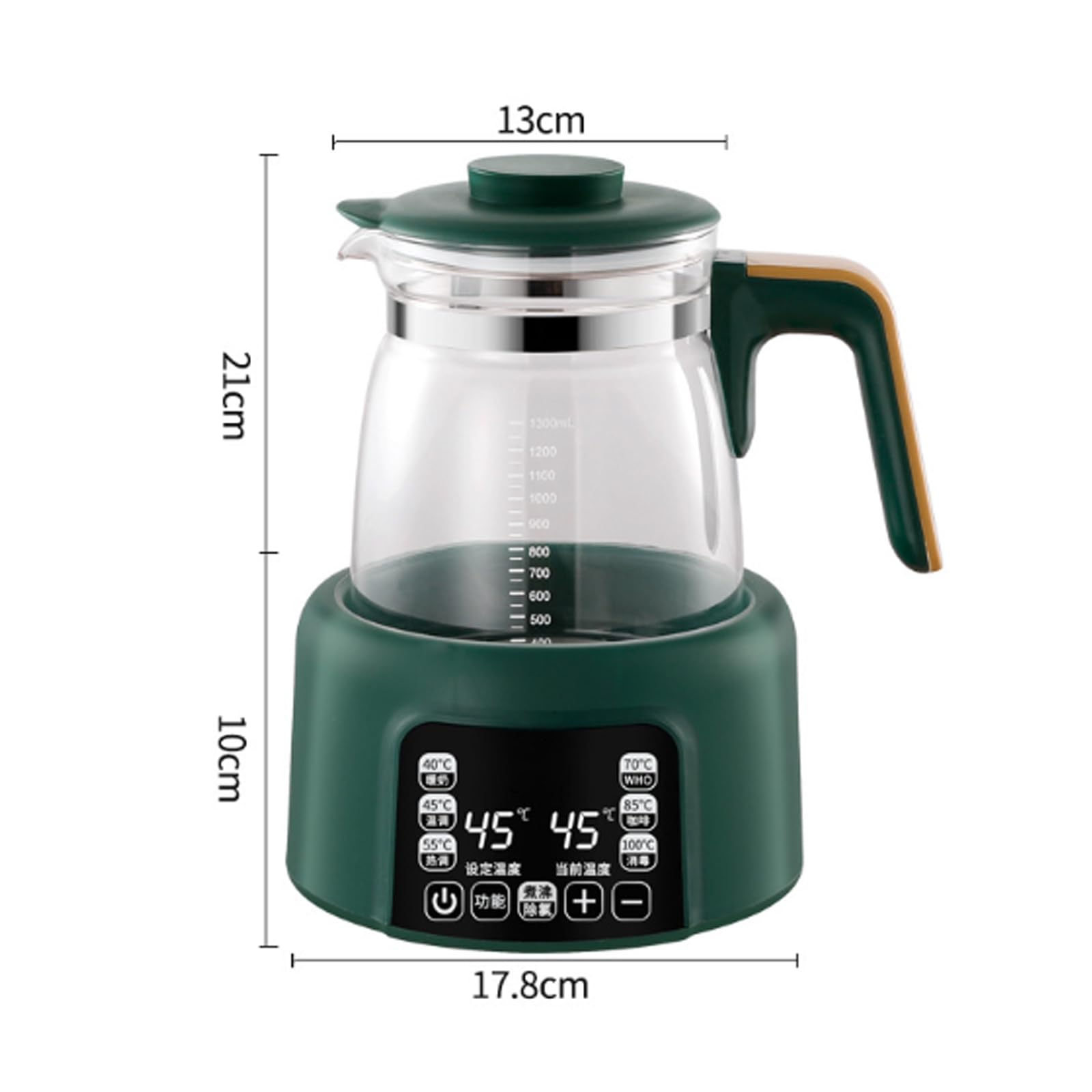 Glazen Waterkoker, 1,3L Intelligente Teiera Vetro