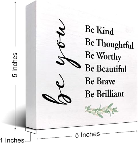 Miniatura 2 de Letrero de madera con texto en inglés Be You Be Kind Be Thoughtful, decoración de escritorio rústica motivacional para decoración de escritorio para