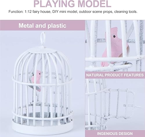 Miniatura 6 de SAFIGLE 2 piezas de macetas decorativas para mascotas micro decoraciones de casa de muñecas de hierro paisaje simulación jaula decoración de pájaros
