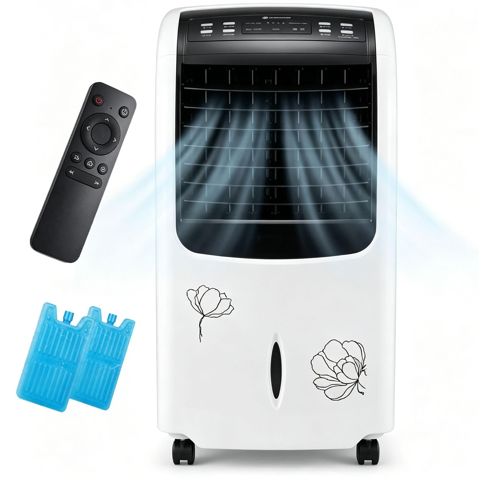 Swamp Cooler Air Conditioner 2.6 Gal Water Tank, 8H Timer, 3 Speed Evaporative Air Cooler, Remote Control for Bedroom