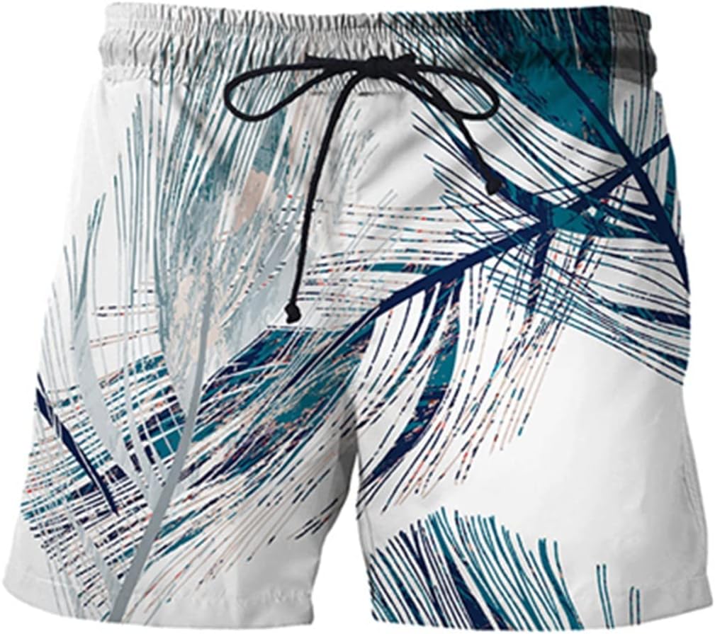 Summer Print Men's T- Shirt Suit Shorts O -Neck Short Sleeve Beachwear (Color: B, Size: Lcode)