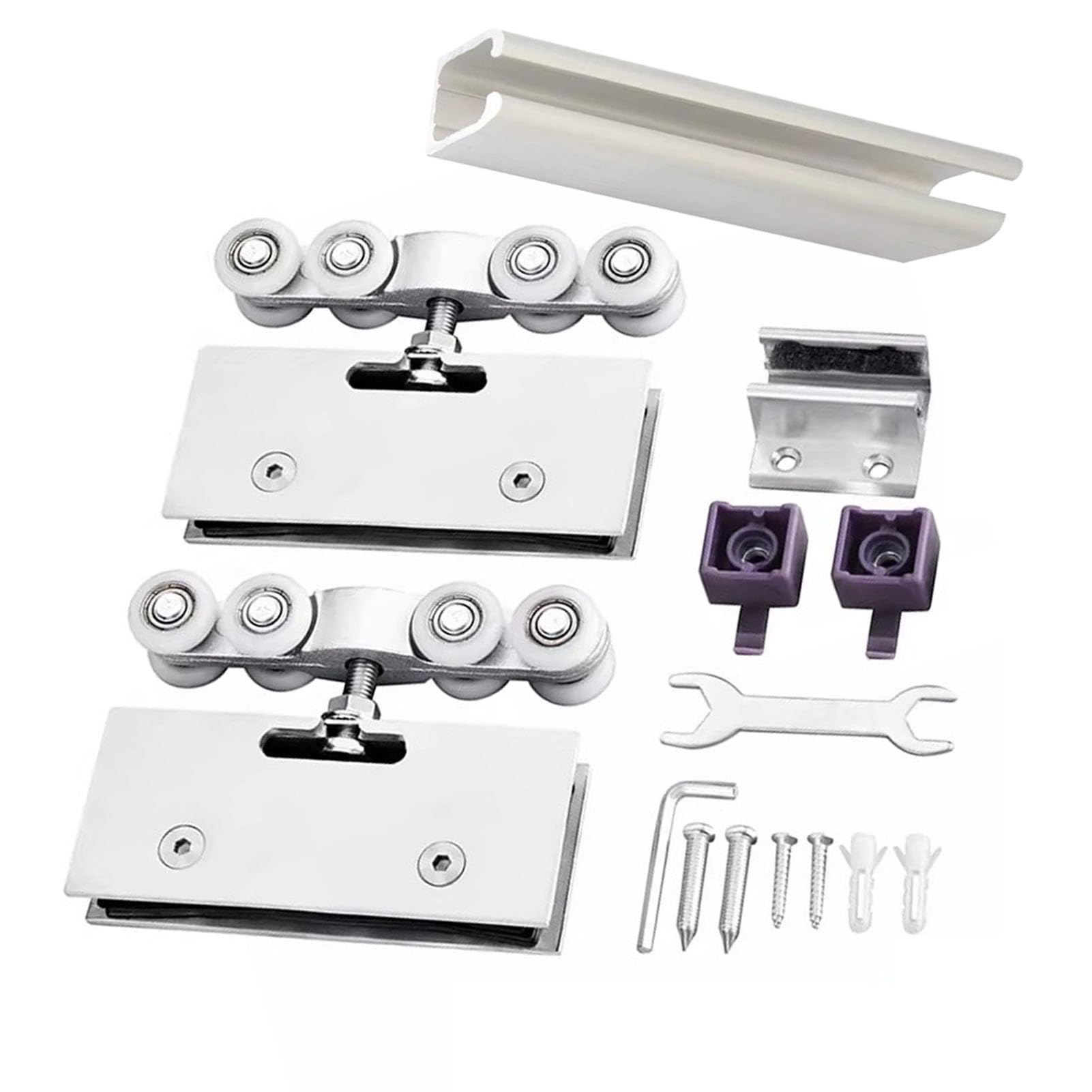Top Mount Frameless Sliding Glass Door Track, Closet Sliding Door Hardware Kit with Stopper, Heavy Duty Pocket Door Rail for Home Office Partition