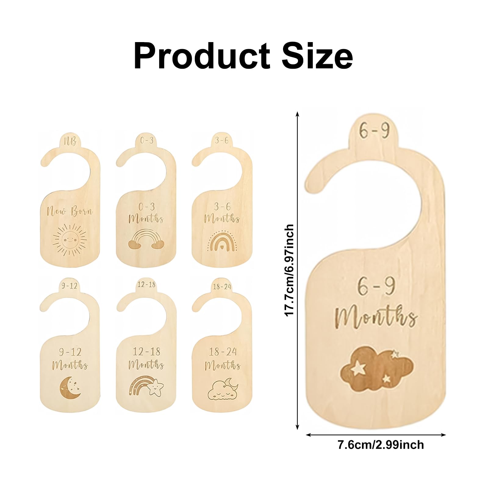 7 PCS Baby Wardrobe Dividers, Cartoon Baby Clothes Storage, Wood Safe Wardrobe S
