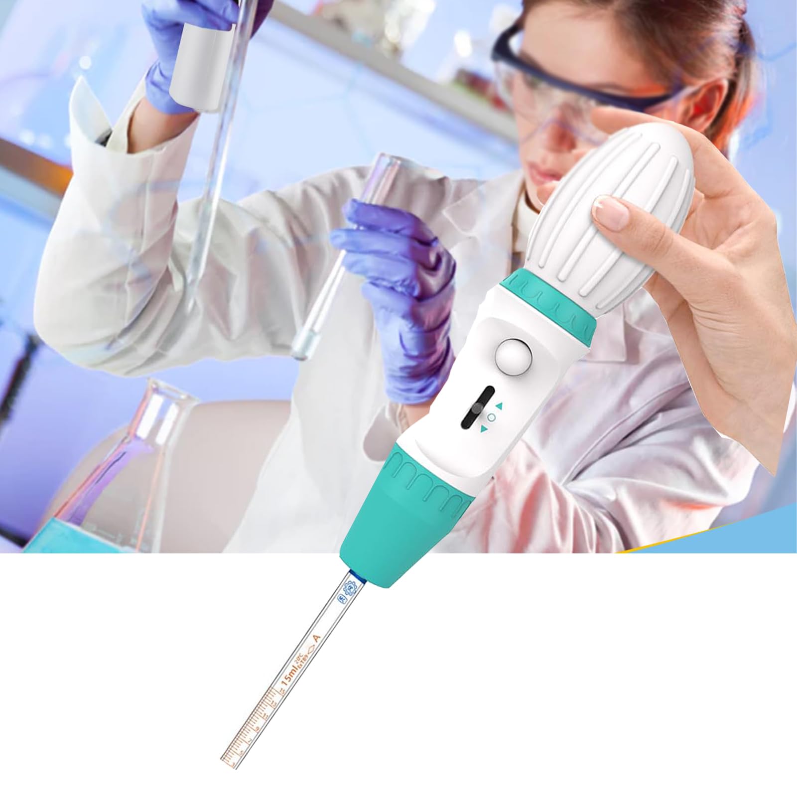 Pipetas Manuales (0,1-100 Ml), Aspiración Continua, Succión/Drenaje Rápido, con Función De Soplado, Membrana De Filtro Hidrofóbico De 0,45 Arriba para Evitar La Succión Inversa,White