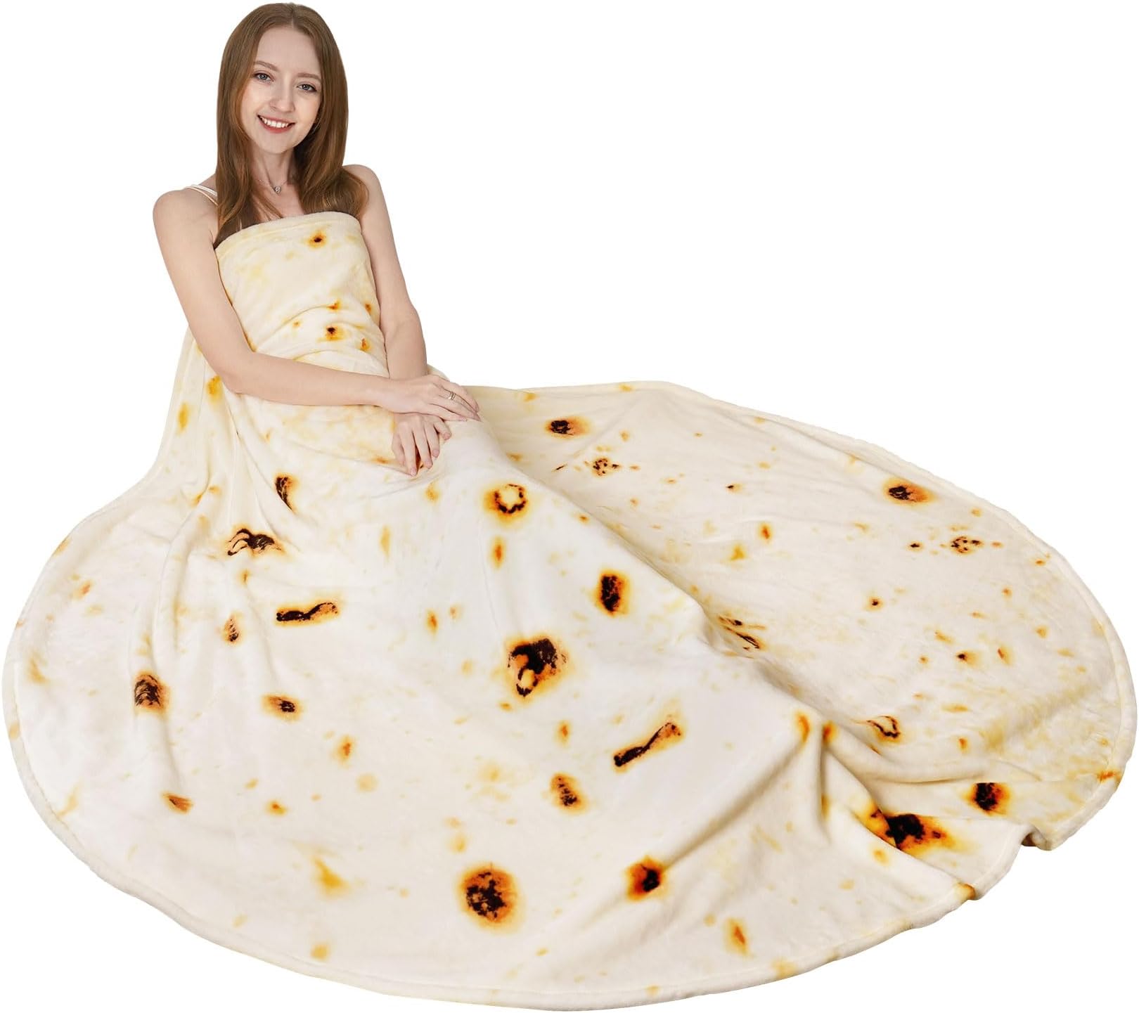 RAINBEAN Burrito Tortilla Blanket, 72 inch Novelty Blanket Giant Human Burrito, Tortilla Throw Food Creation Wrap Blanket for Sofa Bed Outdoors Travel, Soft & Plush Giant Towel for Adults Kids