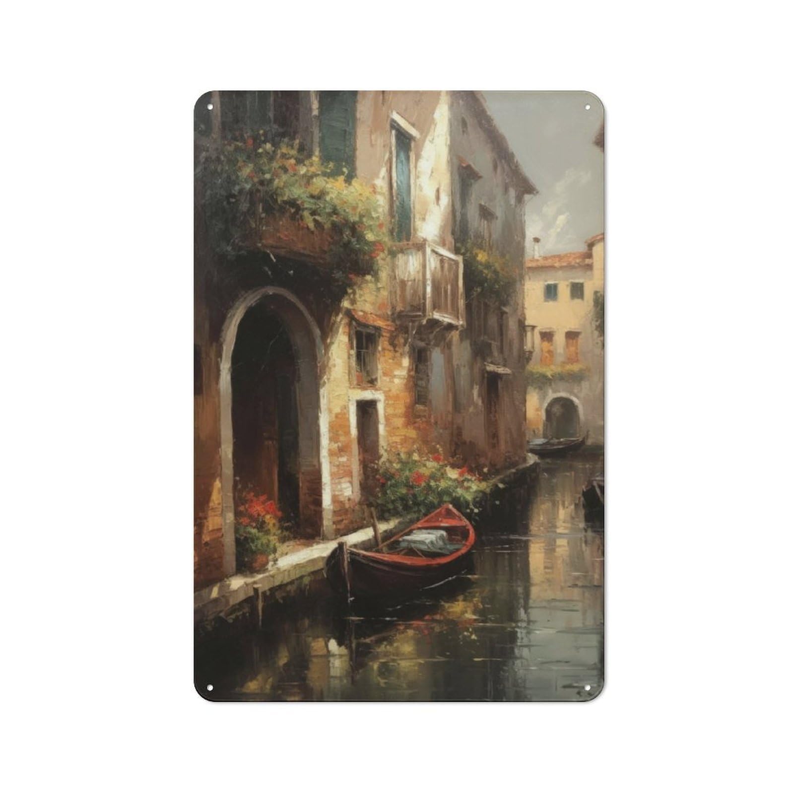 Junmoney Venice Romantic Vibes Metal Plaque 30X20cm With For Pub Or Café, Rustic Decor, For Garage, Workshop And Man Cave Decoration
