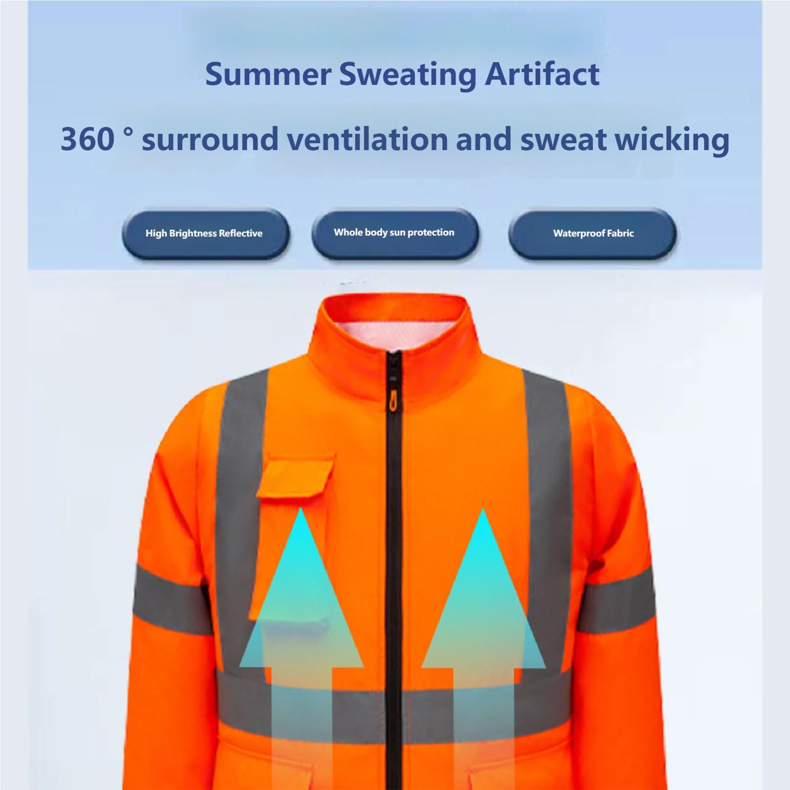 Chaquetas reflectantes con ventilador USB de 3 velocidades, azul