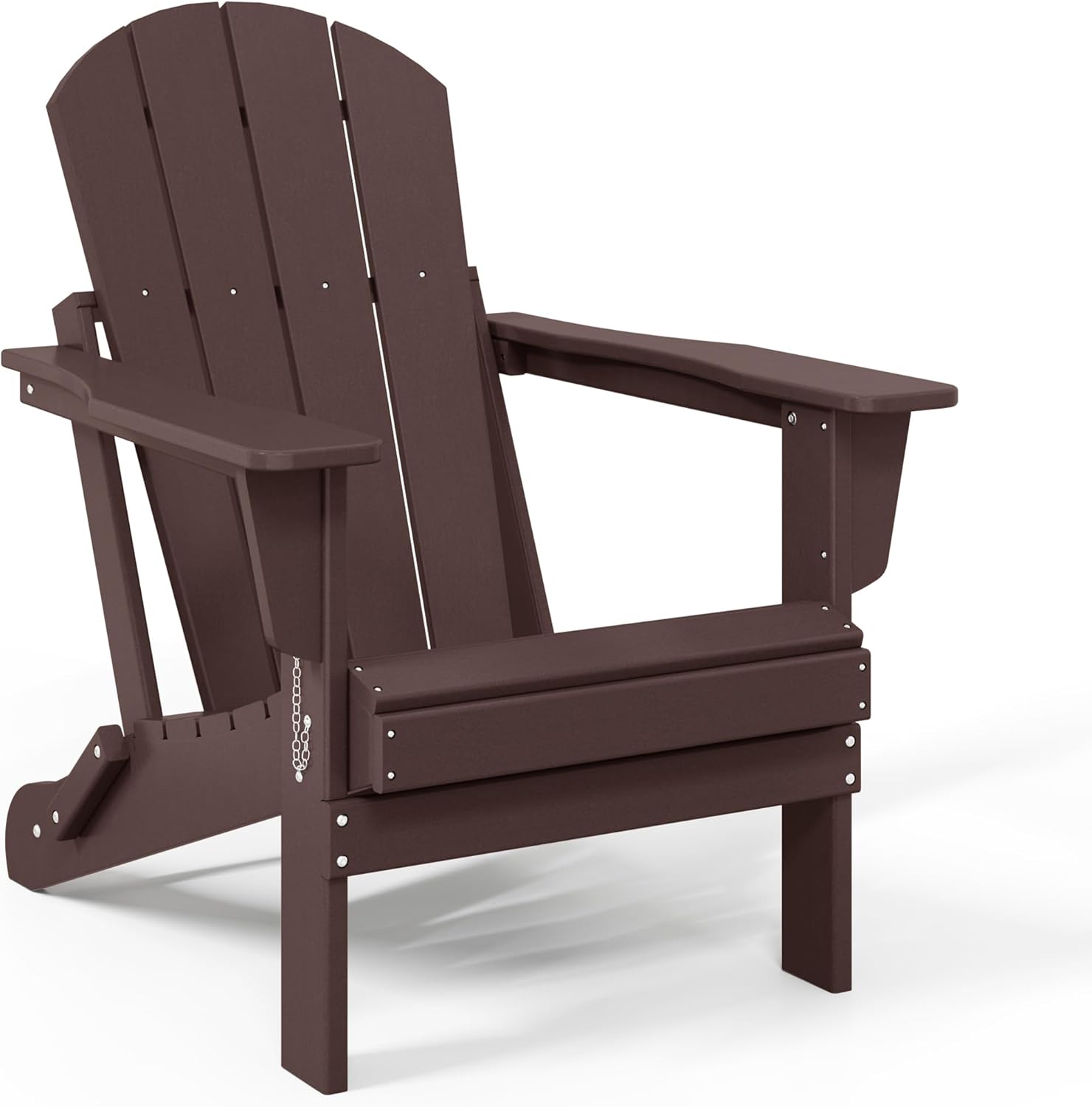 WestinTrends Malibu 2 Piece Set Outdoor Folding Poly Adirondack Chair, Dark Brown