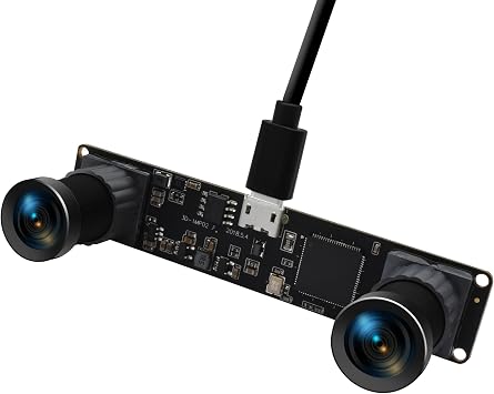 Synchronous Dual Lens Stereo USB Camera Module, 960P 60FPS Webcam with 100 Degree No Distortion Lens for 3D, CMOS OV9715 Sensor, Mini Industrial Camera for Raspberry PI Laptop, Face Recognition