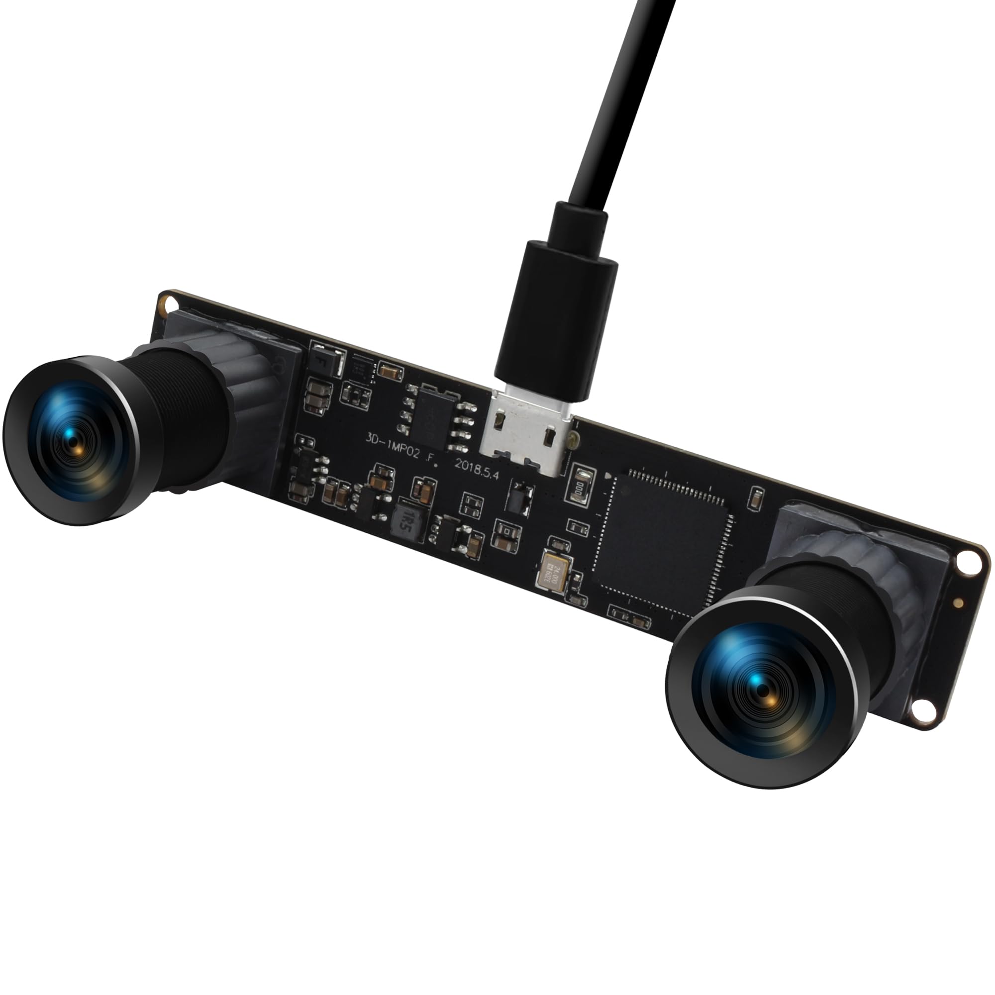 Synchronized Dual Lens Stereo USB Camera 1.3MP HD 960P Webcam 3D VR Web Camera Module with 1/3 CMOS OV9715 Image Sensor Camera Module Mini Industrial Web Cam (1.3MP Dual Lens No Distortion)