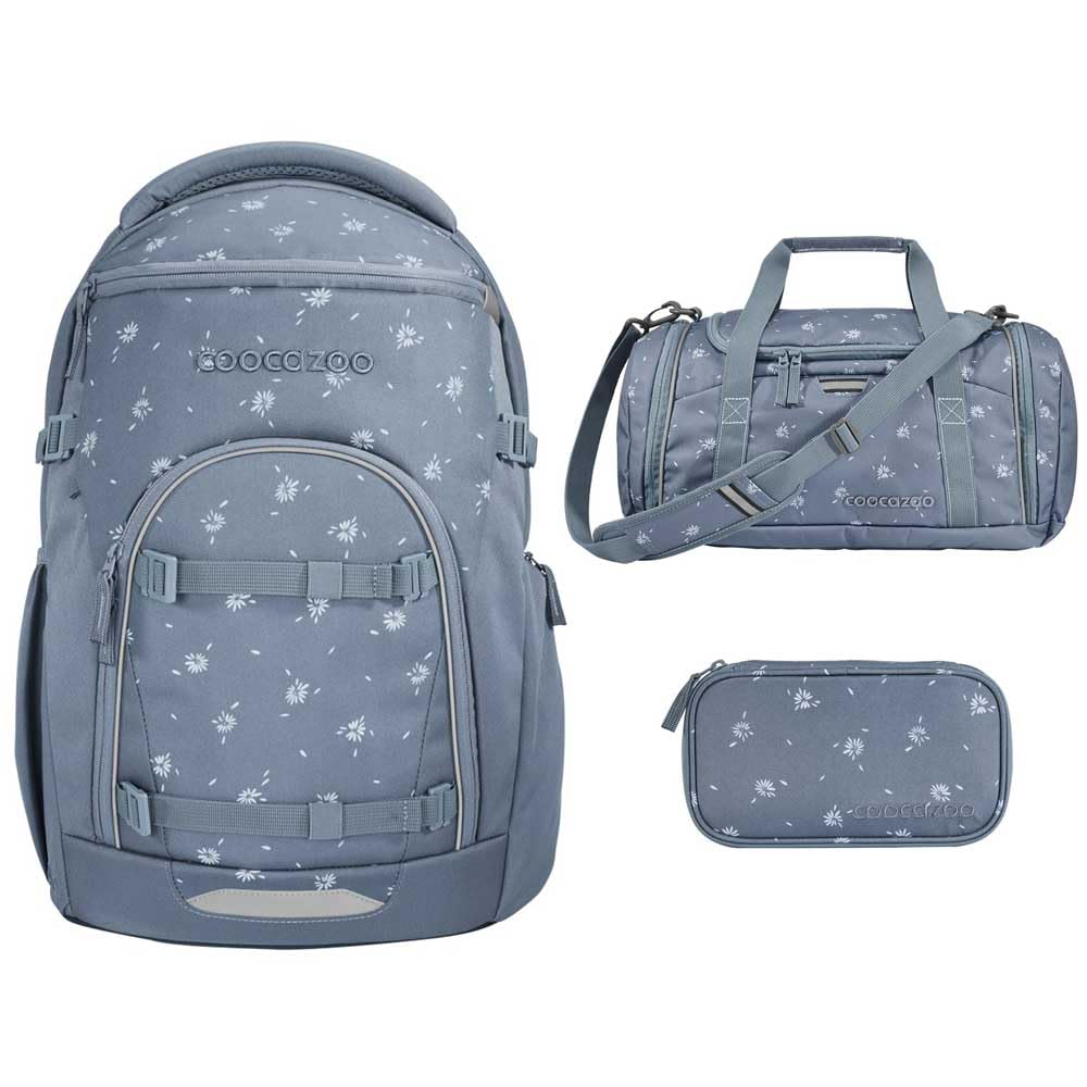 coocazoo BYTE Schulrucksack-Set 3tlg ab der 4. Klasse mit Rucksack inklusive Notebookfach, Tabletfach und Organizer für den digitalen Schultag + Schlampermäppchen + Sporttasche (Bloomy Daisy)