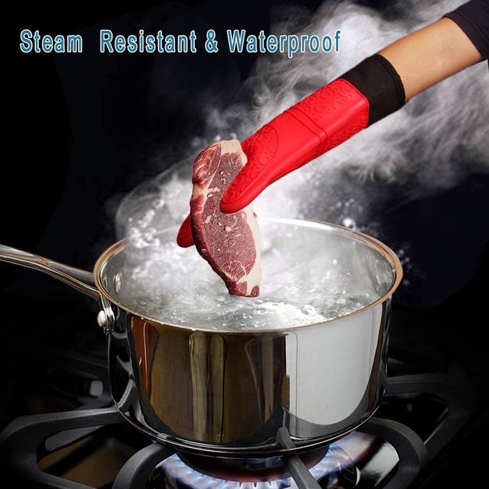 RajoNN Un Paio di Guanti Resistenti al Calore Guanti da Forno in Silicone Guanti da Barbecue Guanti da microonde per Barbecue Guanti Antiscivolo da Forno Guanto da Ispessimento