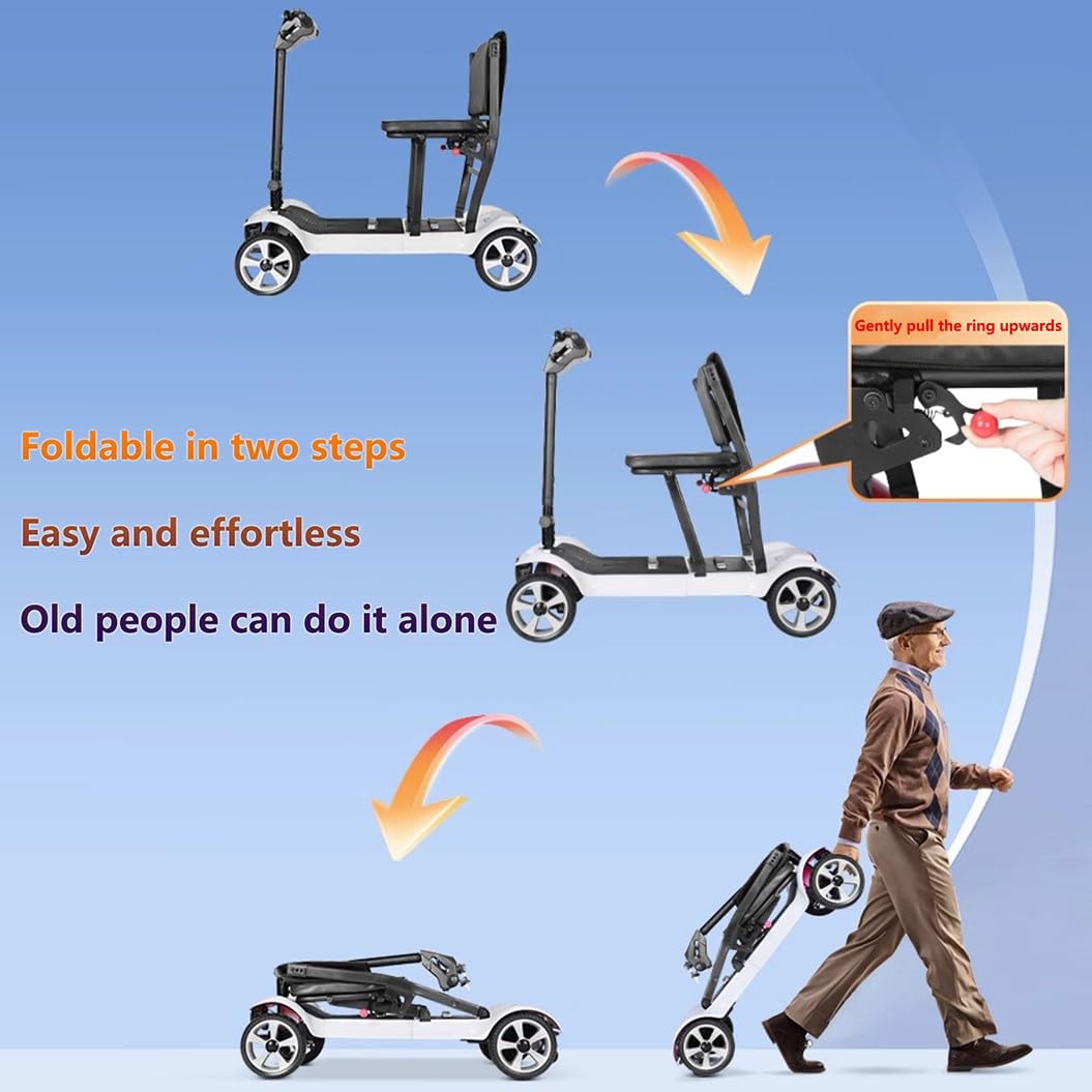 Scooters De Movilidad Scooter De Movilidad De 4 Ruedas,Scooter De Movilidad Plegable Portátil,Scooters para Personas Mayores,Silla De Movilidad De 4 Ruedas,Carga 120 Kg/265 Lbs A
