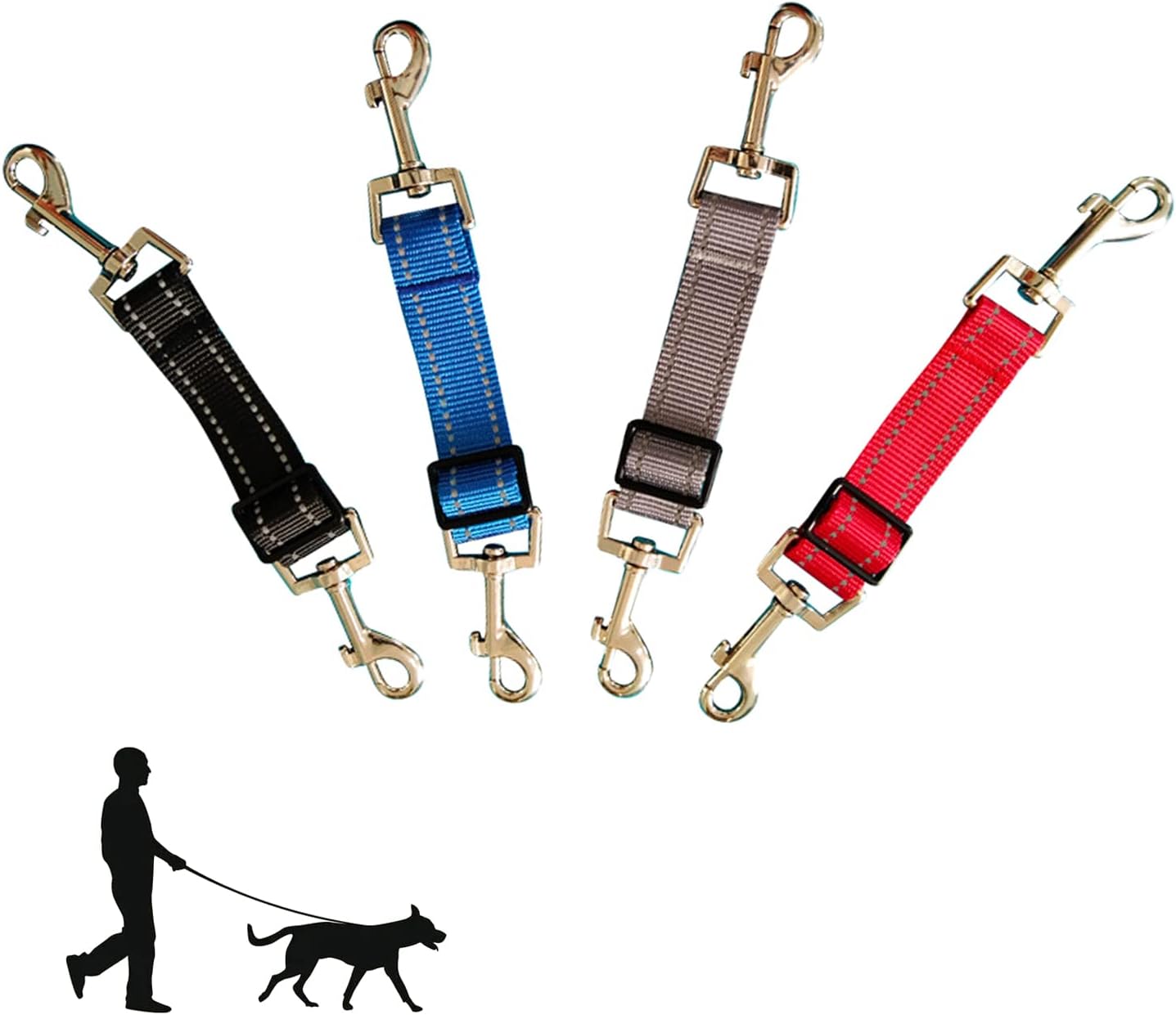 4 Pack Dog Collar Clips, Reflective Nylon Dog Collar Leash, Adjustable