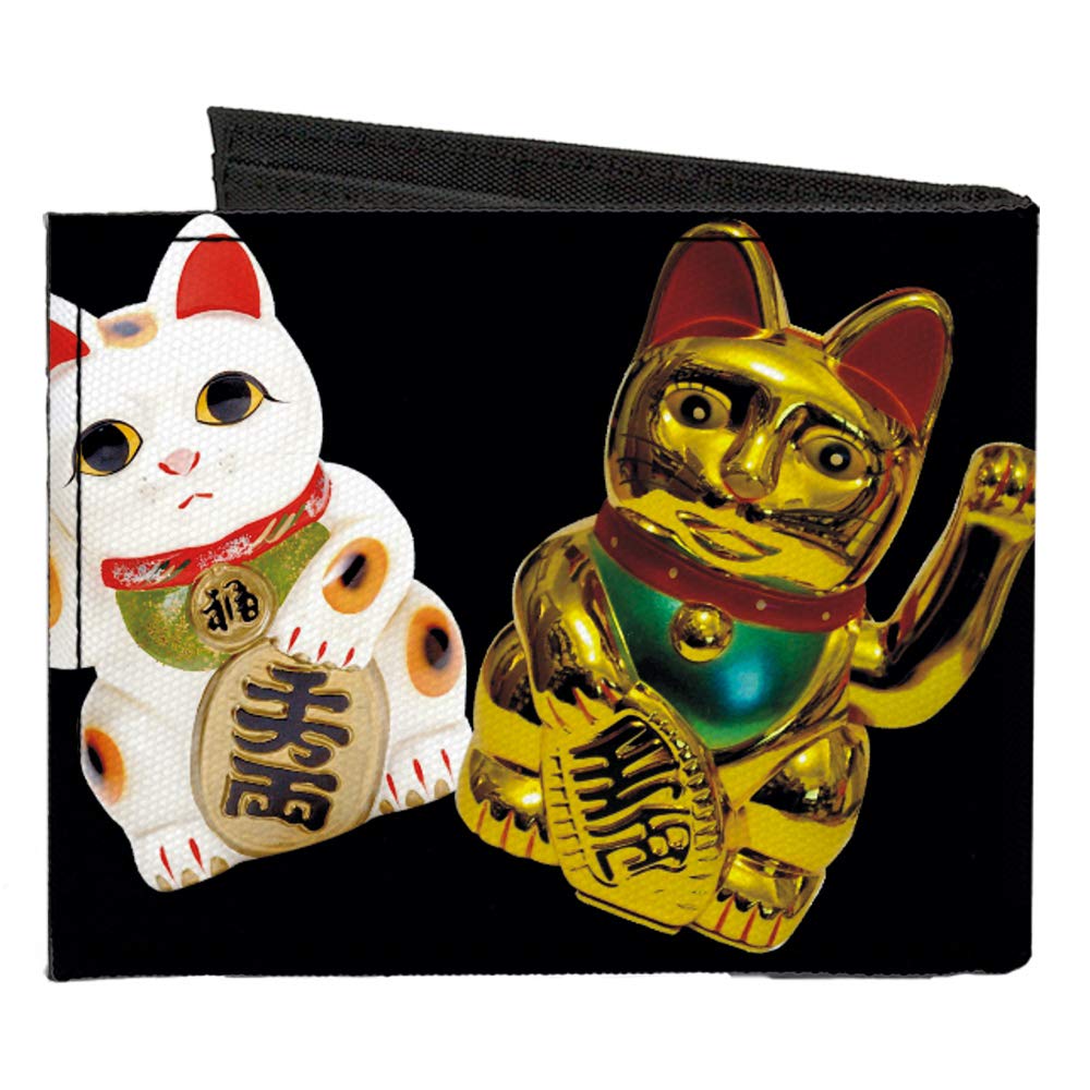 Buckle-Down Men's Standard Canvas Bifold Wallet Lucky Cats, 4.0