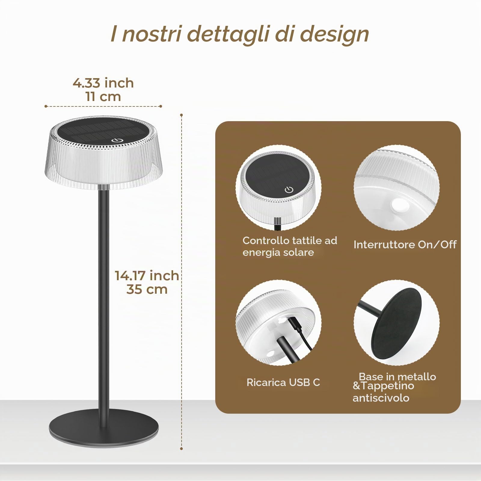 Lacasa Lampada da Tavolo Senza Fili Ricaricabile, 2 Pezzi LED Lampada Solare da Tavolo Dimmerabile Touch, 3000-6000K 4000mAh Portatile Lampada Soggiorno Comodino IP67 Impermeabile per Interno Esterno