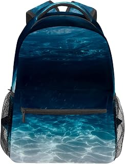 Mochila escolar para meninas meninos azul profundo mar água estudante bolsa de ombro livro menino menina leve durável médio ensino médio ensino médio bolsa de viagem caminhada acampamento mochila, Multicolorido, One Size, Clássico