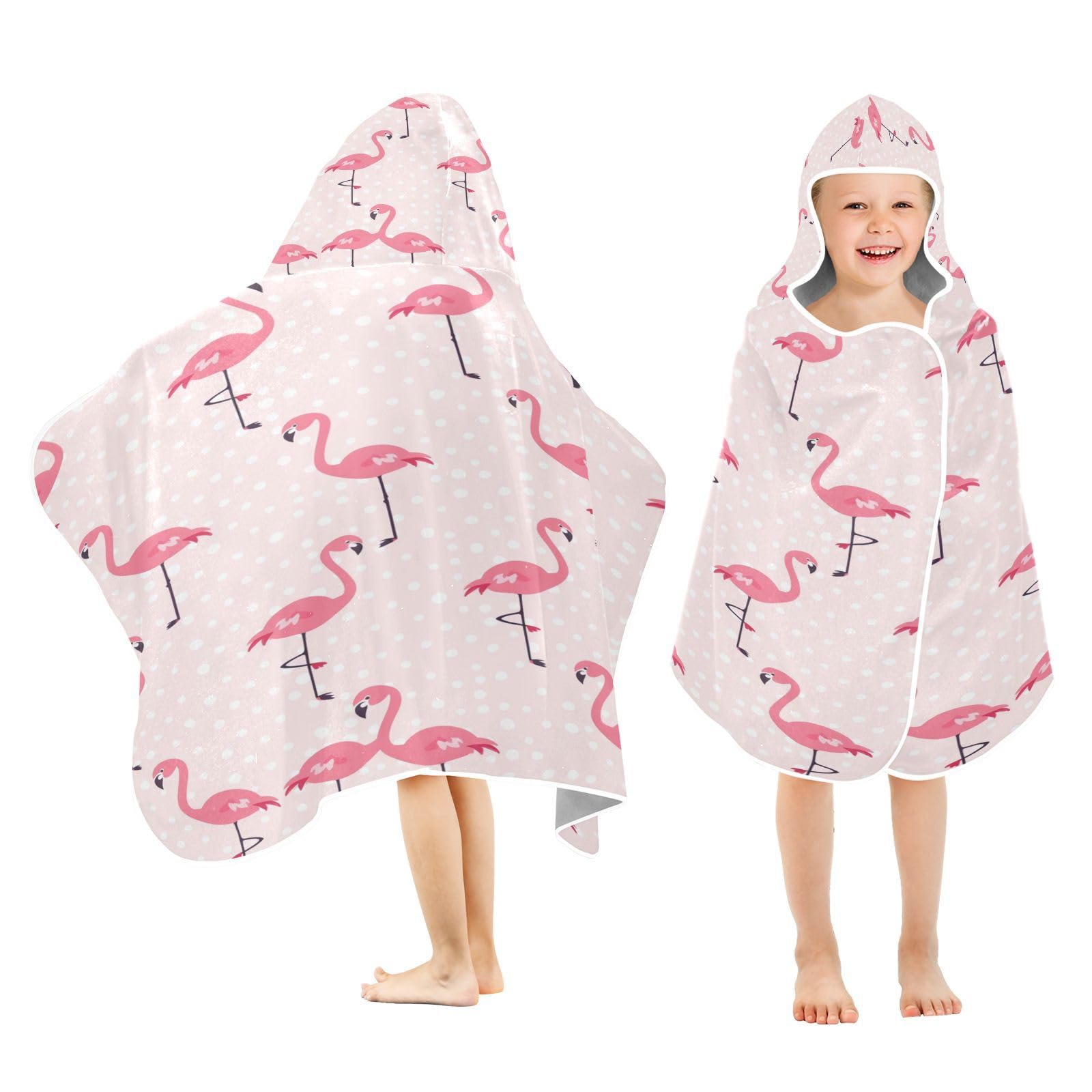 Nesatuwa Hooded Towel for Kids,Pink Flamingos Kids Beach Bath Towels Soft Absorbent Quick Dry Poncho Towel for Girls Boys