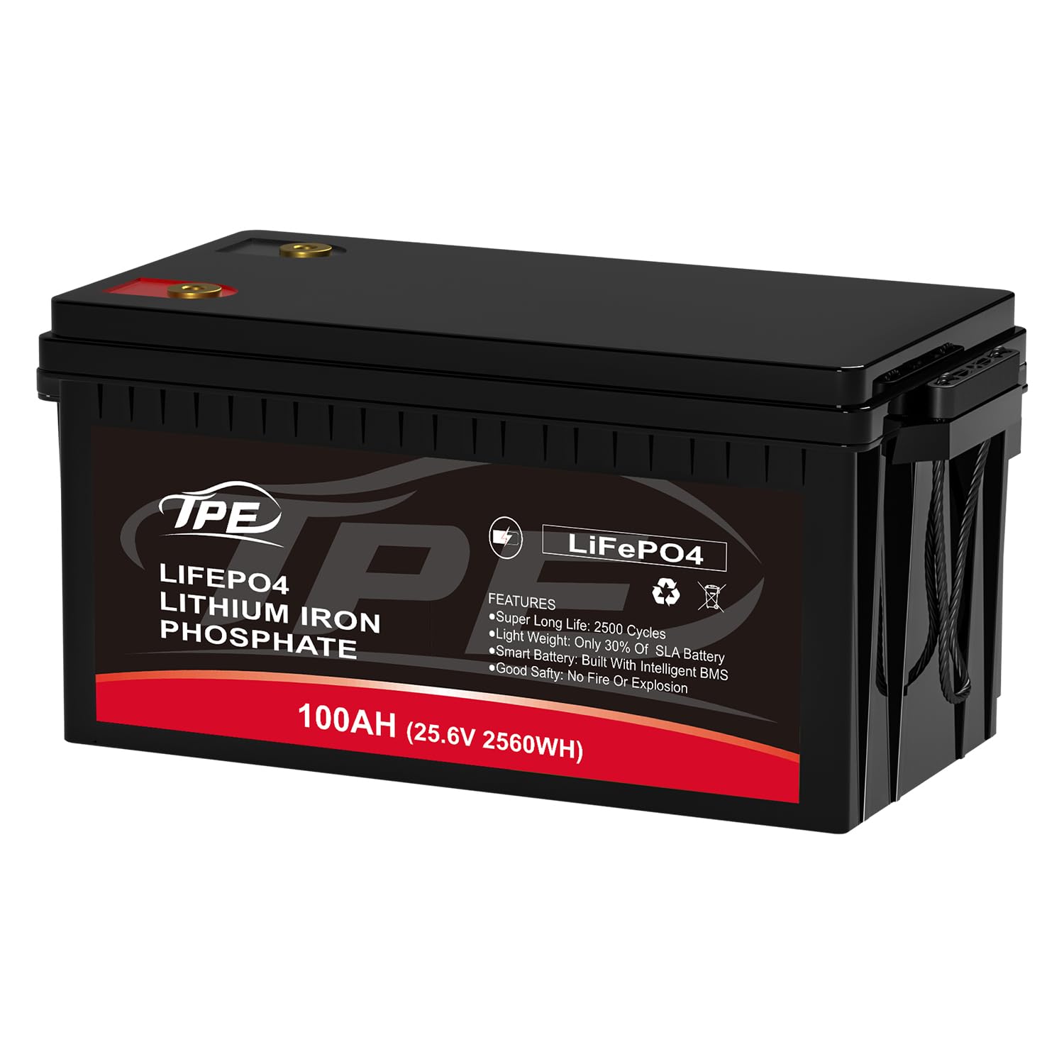 Lithium PhosphateLifepo4 Battery 24V 100AH, Deep Cycle, Rechargeable Lithium Iron with Built-in BMS 4000+Life Cycles & 10-Year Lifetime for RV, Marine, Camping, Boat, Solar Power etc