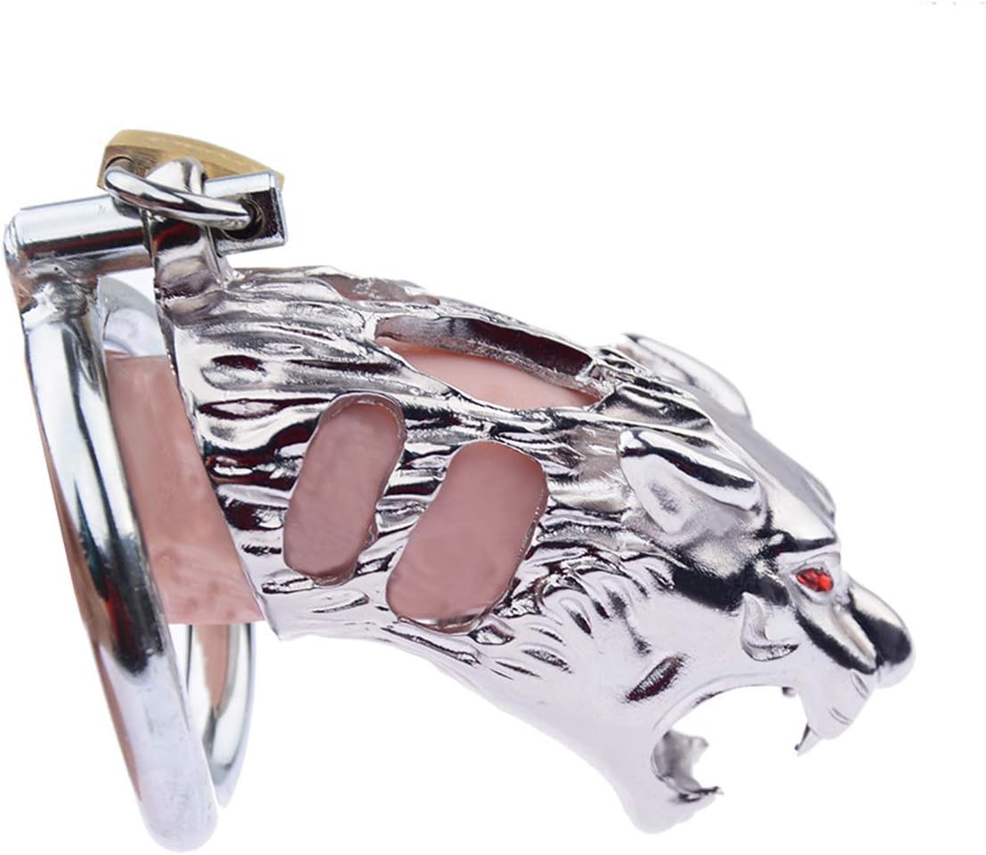 mylefolen 2019New Tiger Head Stainless Steel Protection Device - Men's Underwear Stainless Steel Primary Color Curved Ring Metal Stainless Steel Chǎstīty（40mm）