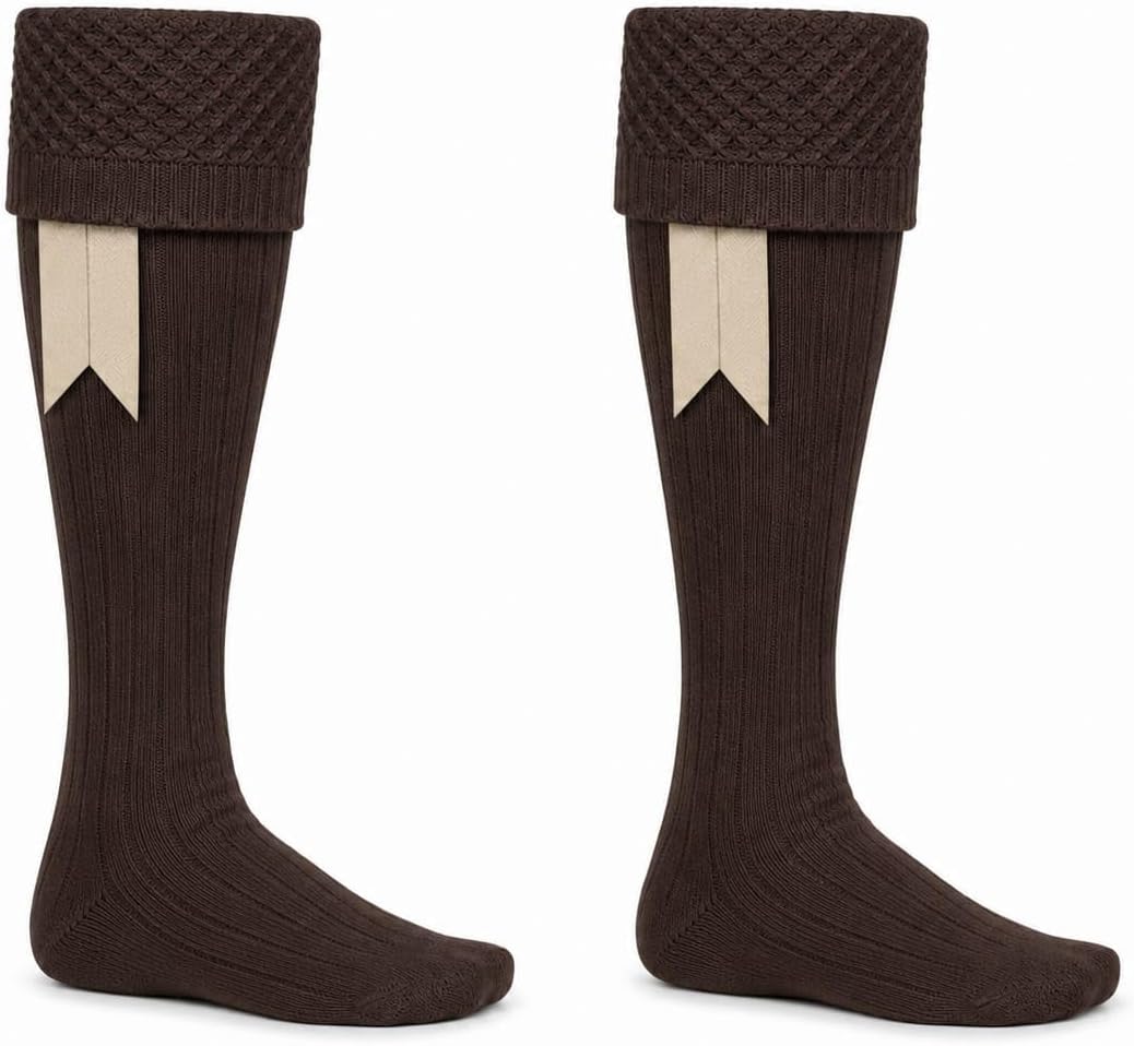 Men’s Scottish Kilt Hose Socks – Wool Blend Knee High Highland Dress Socks