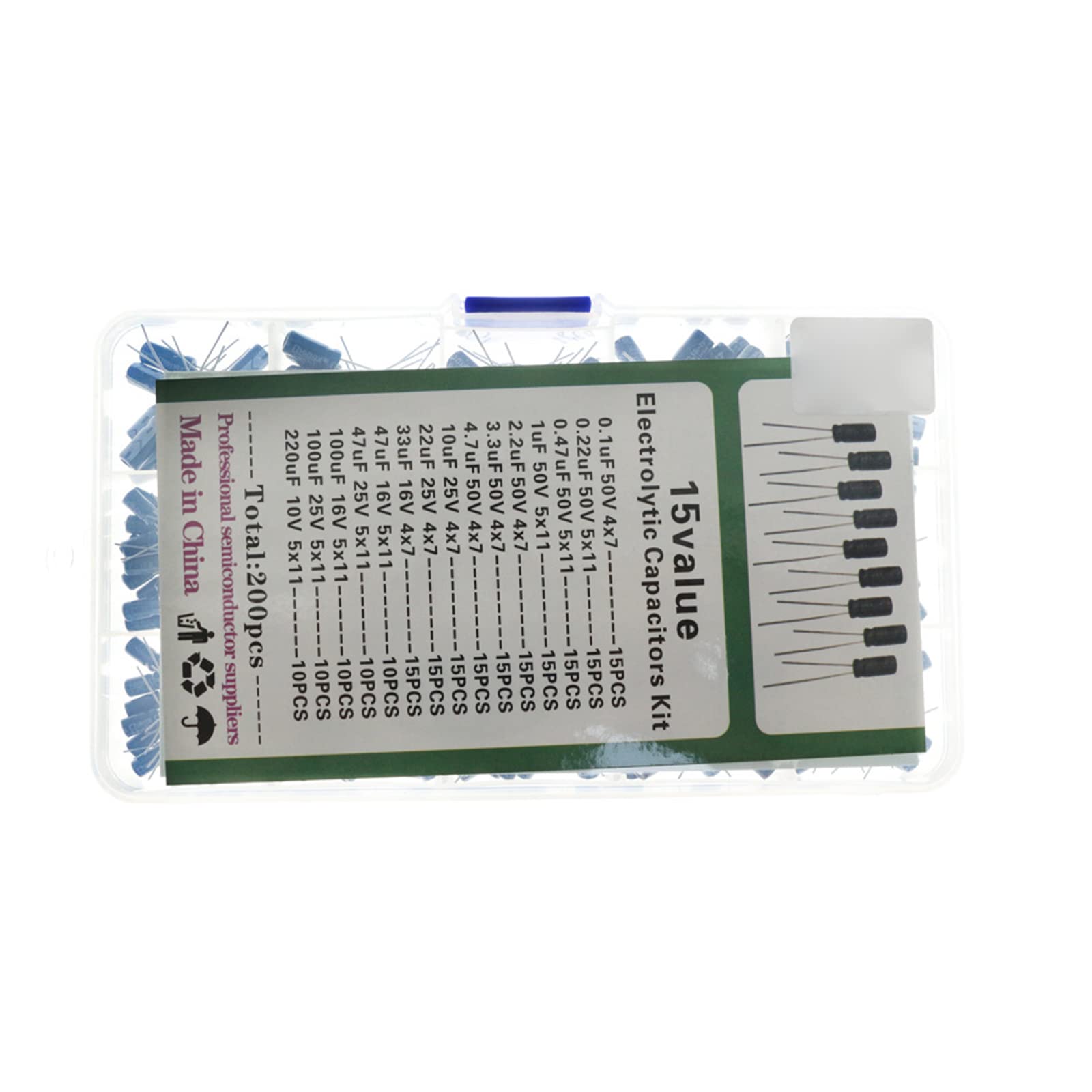 Kit 200 Condensatori Elettrolitici | 13 Valori Da 0.47uF A 1000uF - Per Hobby Elettronica - Foto 6