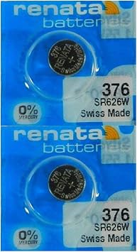 Renata 376 SR626W Batteries - 1.55V Silver Oxide 376 Watch Battery 2 Count